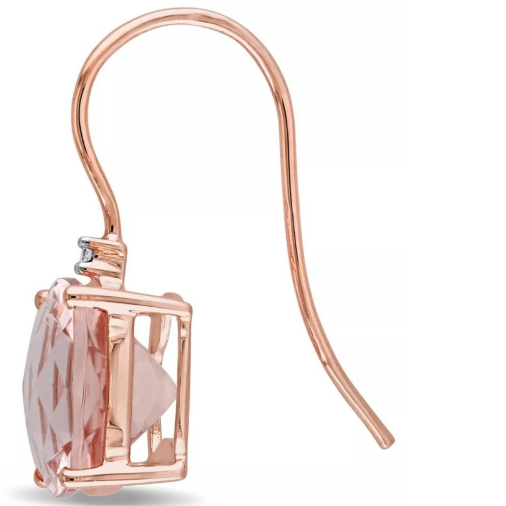 18k rose gold plated created morganite earrings - Picture 3 of 3
